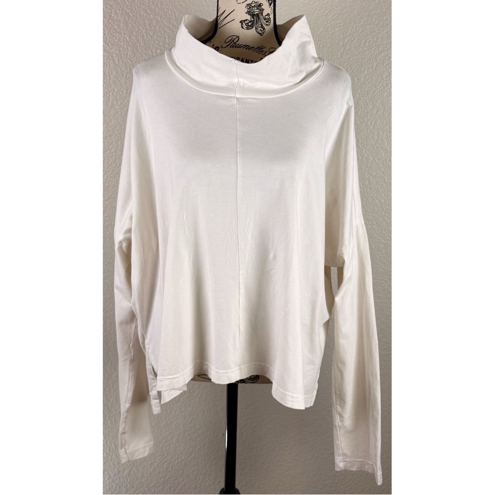 Bryn Walker White Cowl Neck Long Sleeve Bamboo/Cotton Top Lagoonlook Boho Large